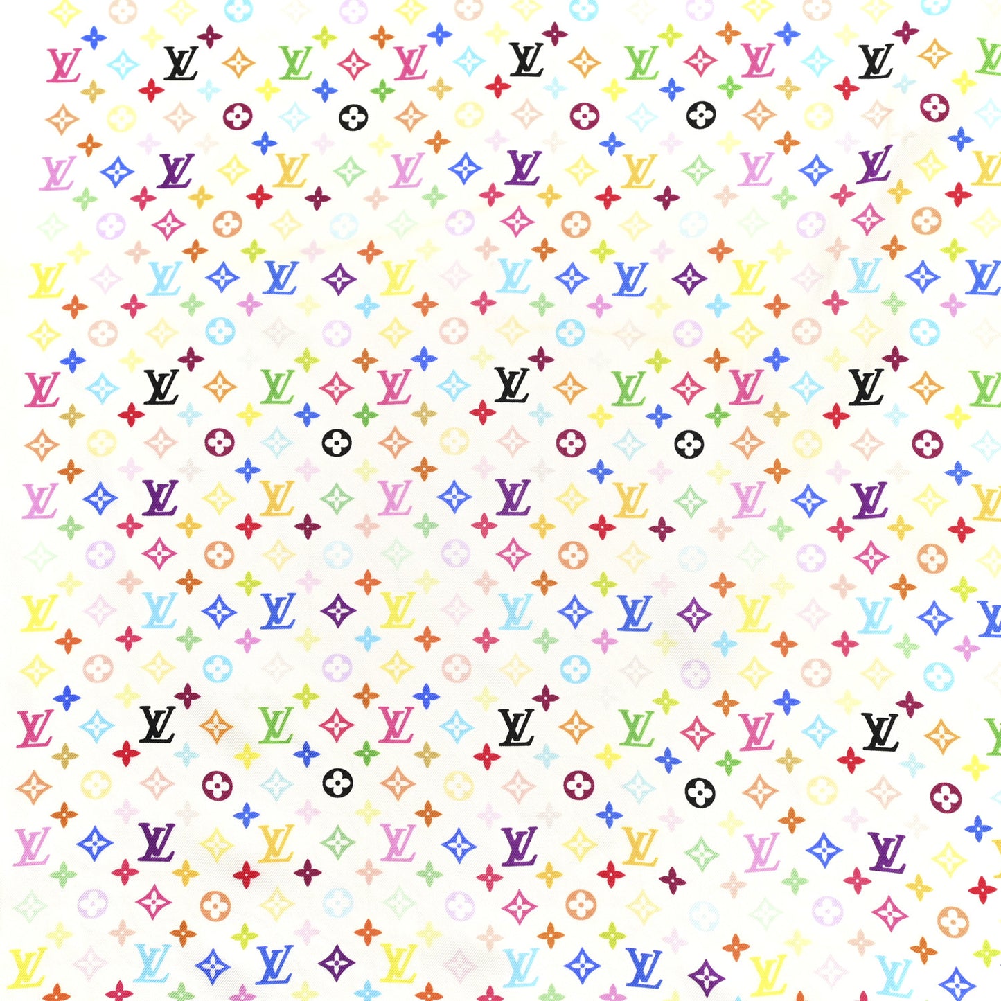 Silk Monogram Square Scarf White Multicolor