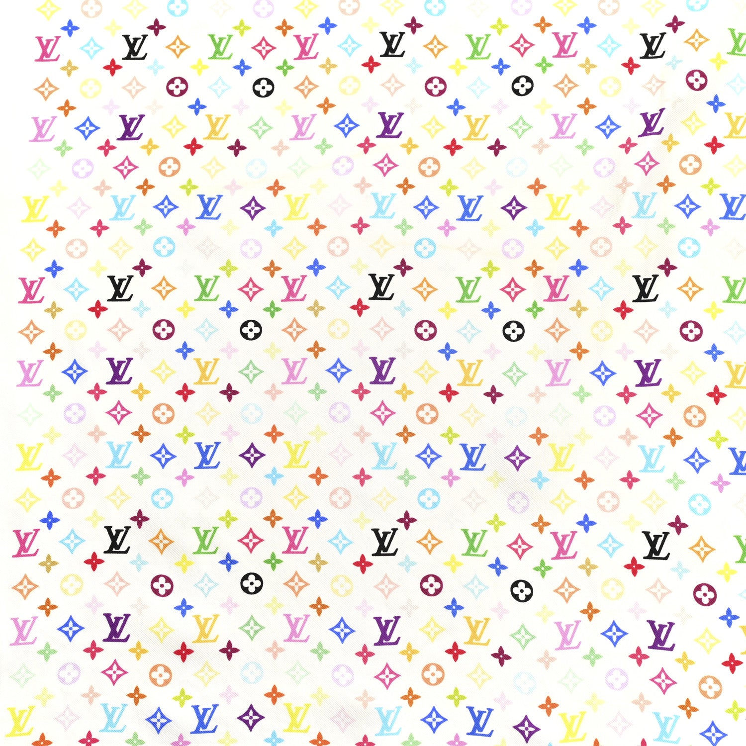 Louis Vuitton Silk Monogram Square Scarf White Multicolor 3 of 5