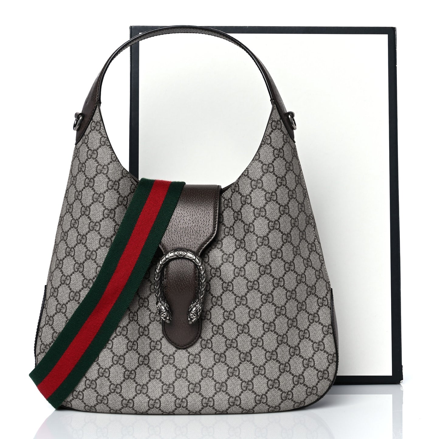 GG Supreme Monogram Web Medium Dionysus Hobo Brown