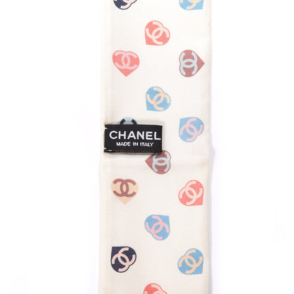 Chanel Silk Heart CC Slim Bandeau Scarf Ivory 2 of 3