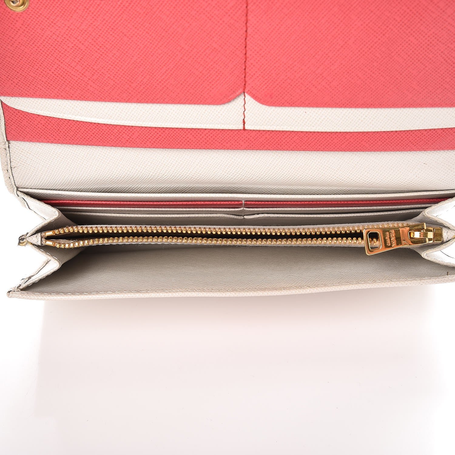 Prada Saffiano Colour Continental Flap Wallet Talco Hibiscus 5 of 11