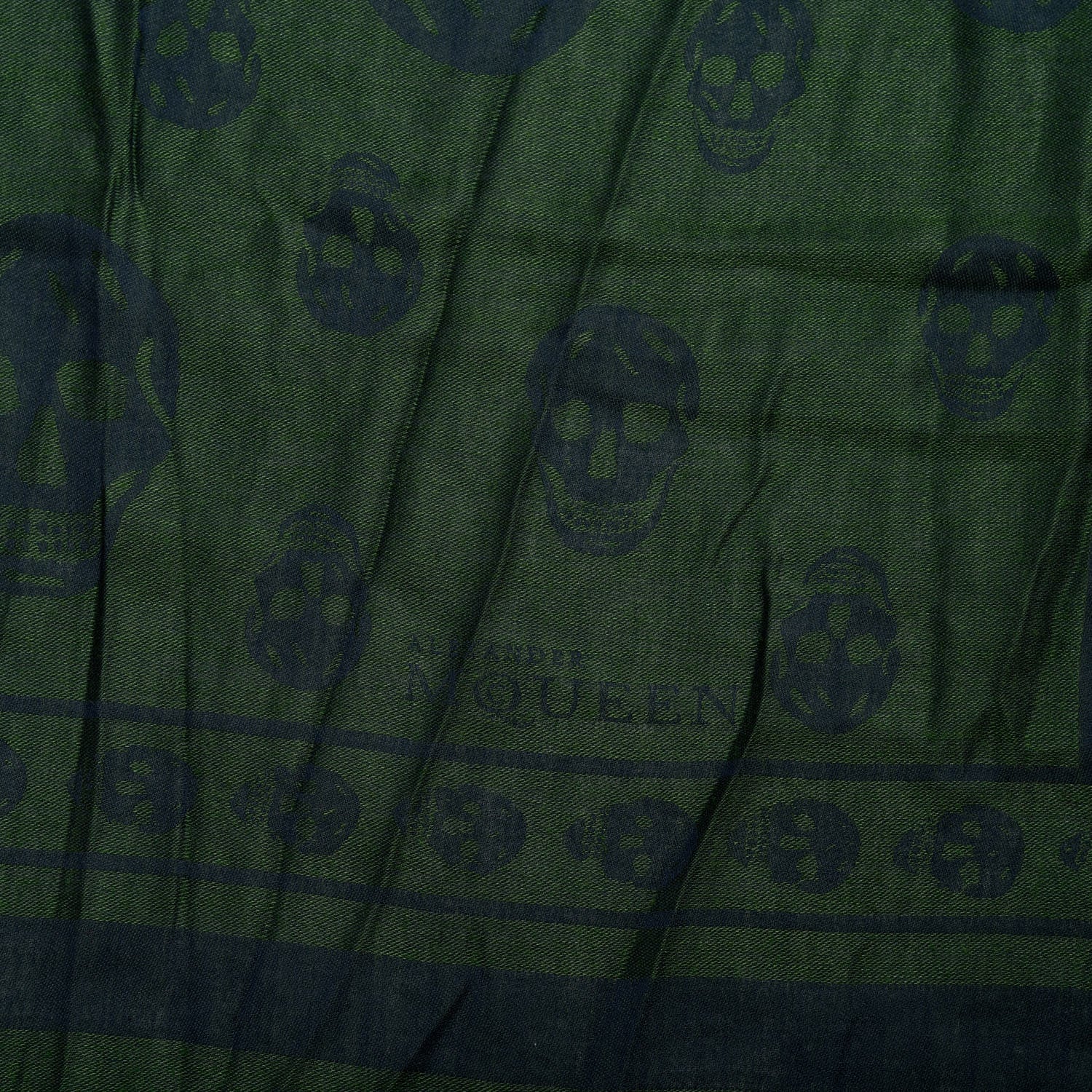 Alexander McQueen Cotton Viscose Skull Shawl Blue Green 2 of 4