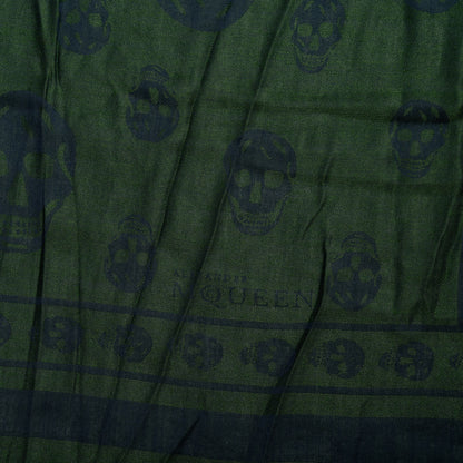 Alexander McQueen Cotton Viscose Skull Shawl Blue Green 2 of 4