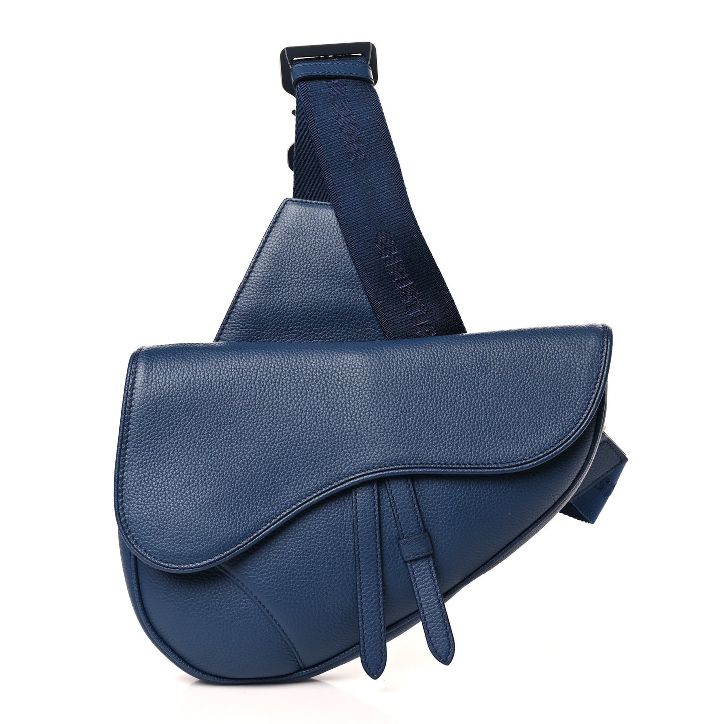 Grained Calfskin Mens Saddle Bag Navy Blue