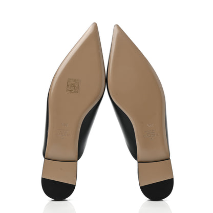 Valentino Garavani Calfskin Roman Stud Pointed Flat Mules 38.5 Black 5 of 8