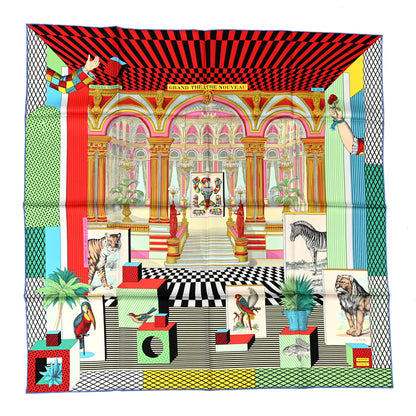 Hermes Silk Grand Theatre Nouveau Scarf 90 Rouge Vert Multicolor 1 of 6