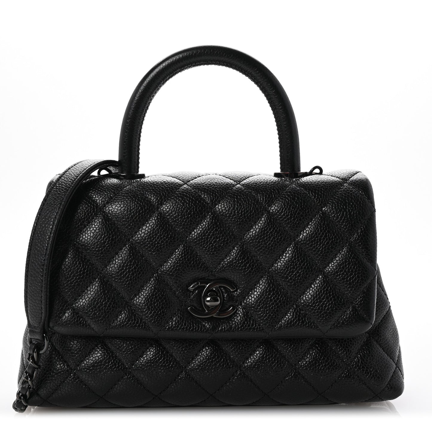 Caviar Quilted Mini Coco Handle Flap So Black