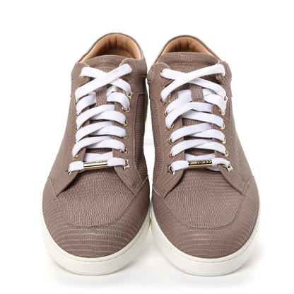Jimmy Choo Metallic Lizard Embossed Miami Sneakers 42 Taupe 5 of 10