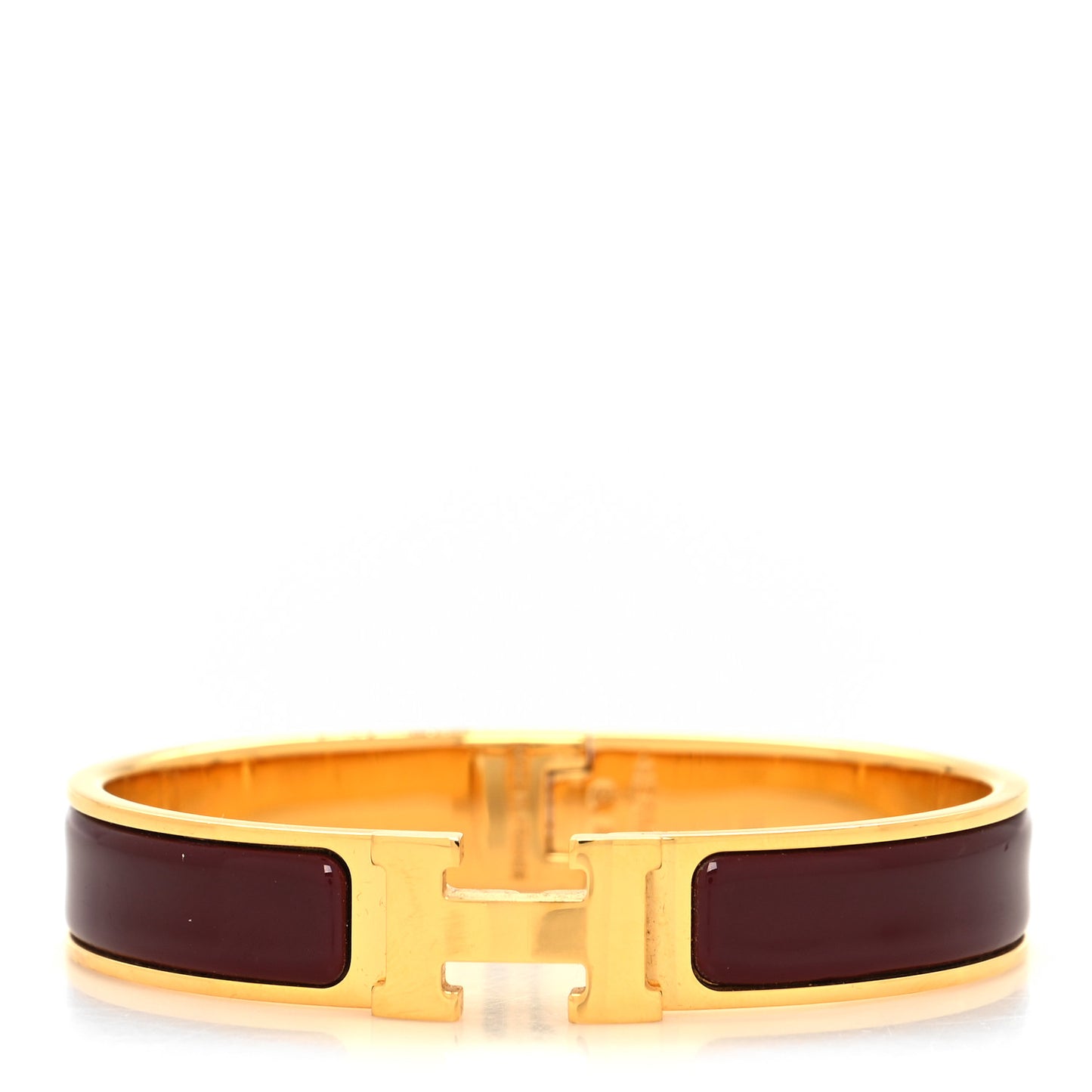 Enamel Narrow Clic Clac H Bracelet GM Burgundy