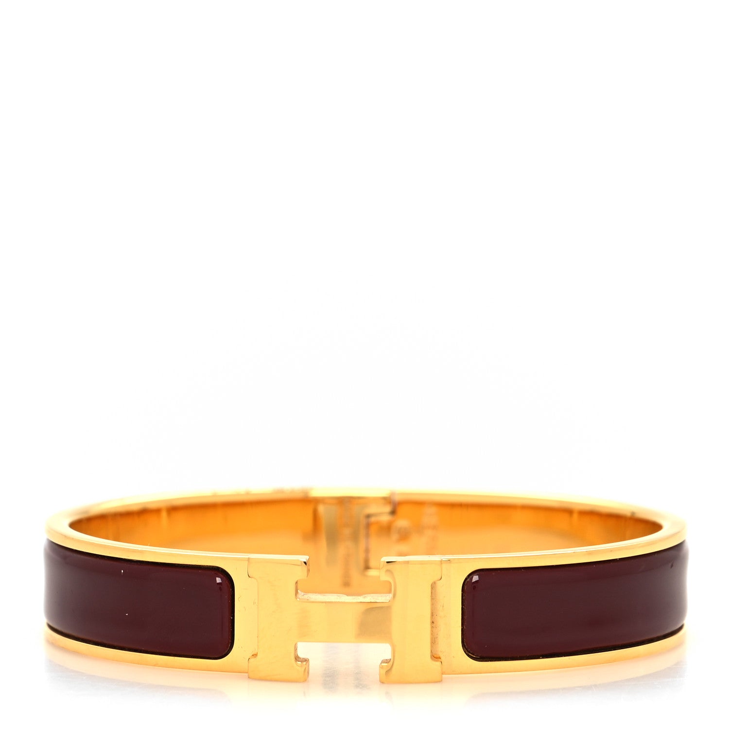 Hermes Enamel Narrow Clic Clac H Bracelet GM Burgundy 1 of 5
