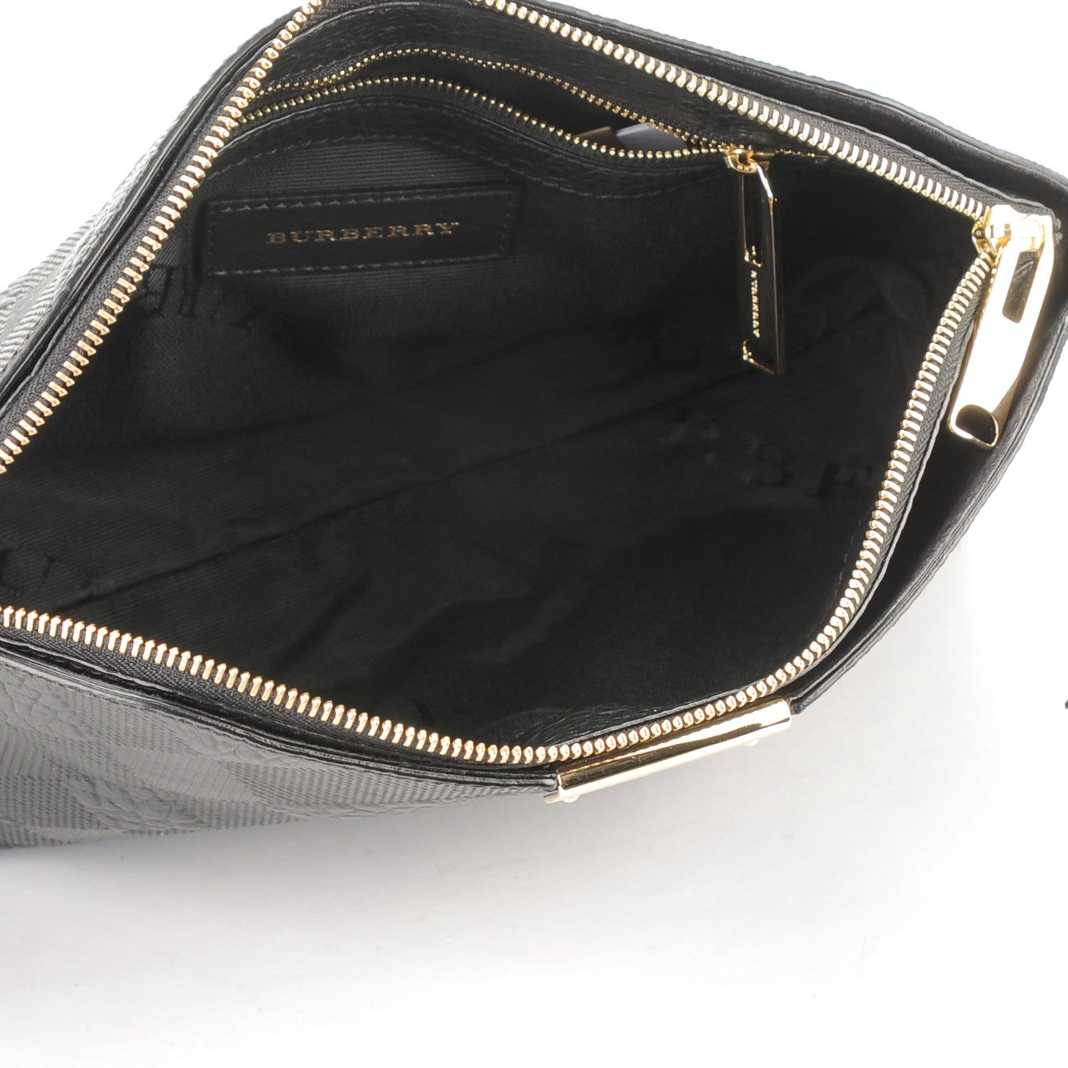 Burberry Signature Grain Calfskin Check Embossed Small Chichester Crossbody Clutch Bag Black 5 of 7
