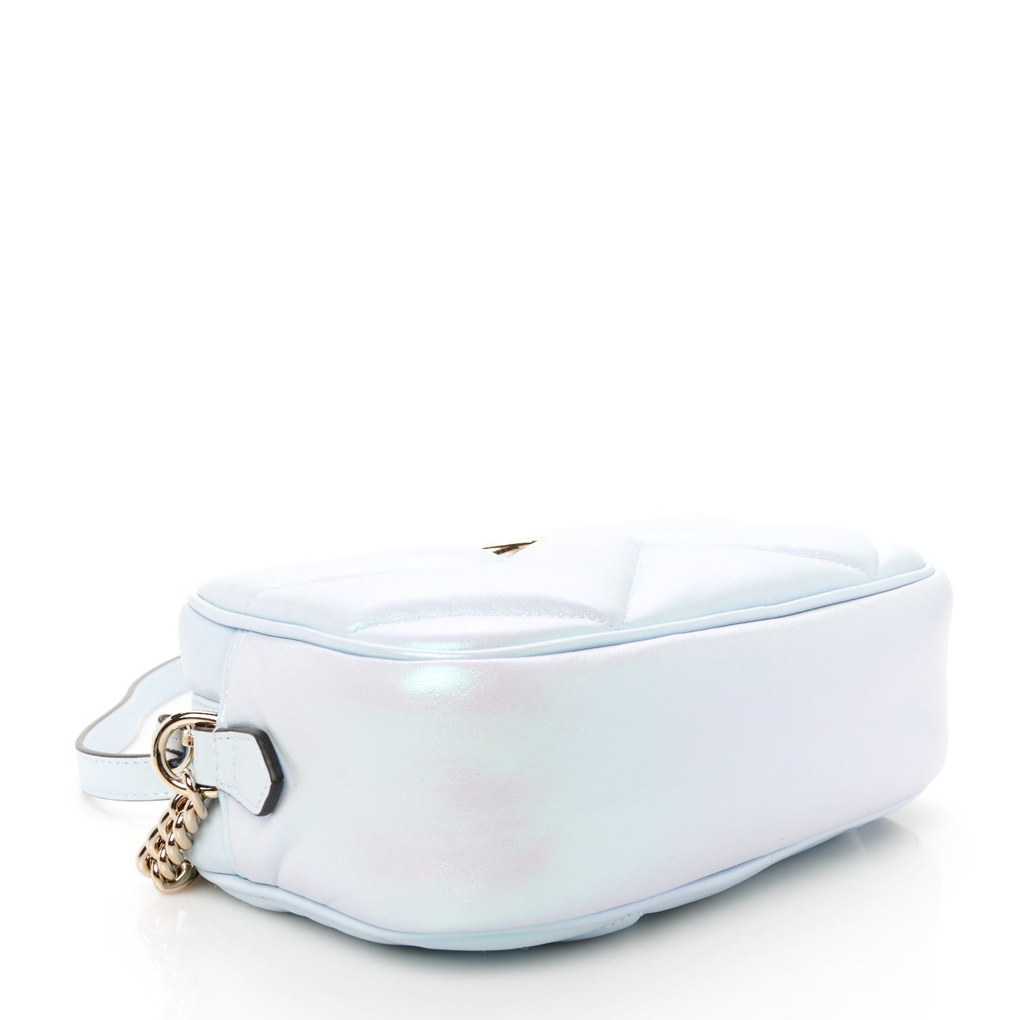 Iridescent Nappa Chevron Matelasse Small GG Marmont Chain Shoulder Bag Iridescent Snow Light Blue