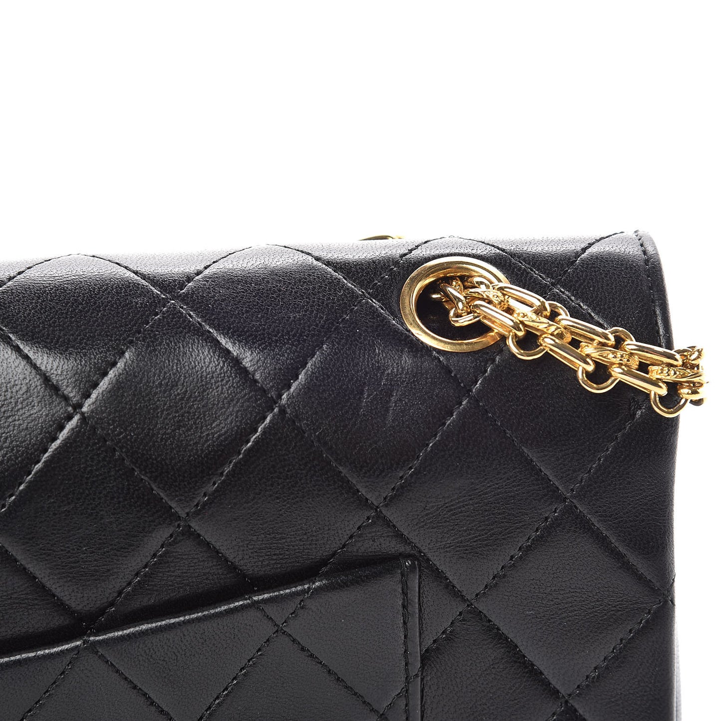 Lambskin Quilted Medium Double Flap Bijoux Chain Black