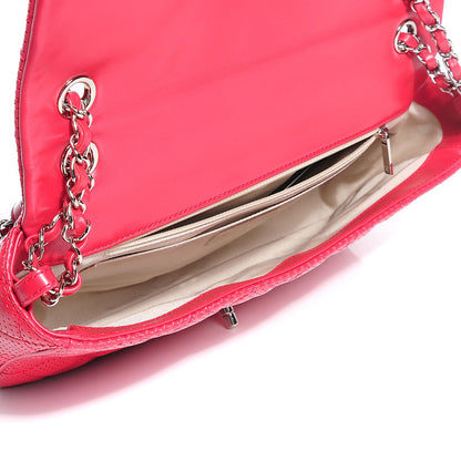 Chanel Perforated Lambskin Jumbo Punch Flap Dark Pink 8 of 8