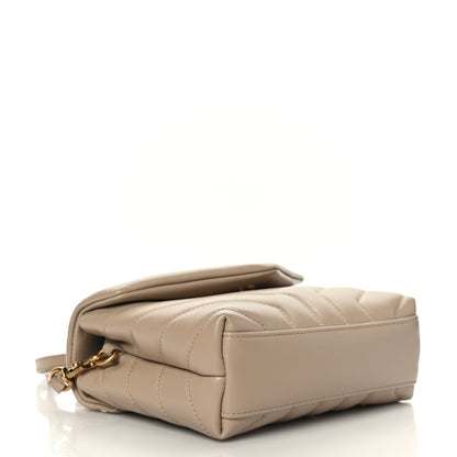 Saint Laurent Calfskin Y Quilted Monogram Toy Loulou Crossbody Bag Dark Beige 4 of 9