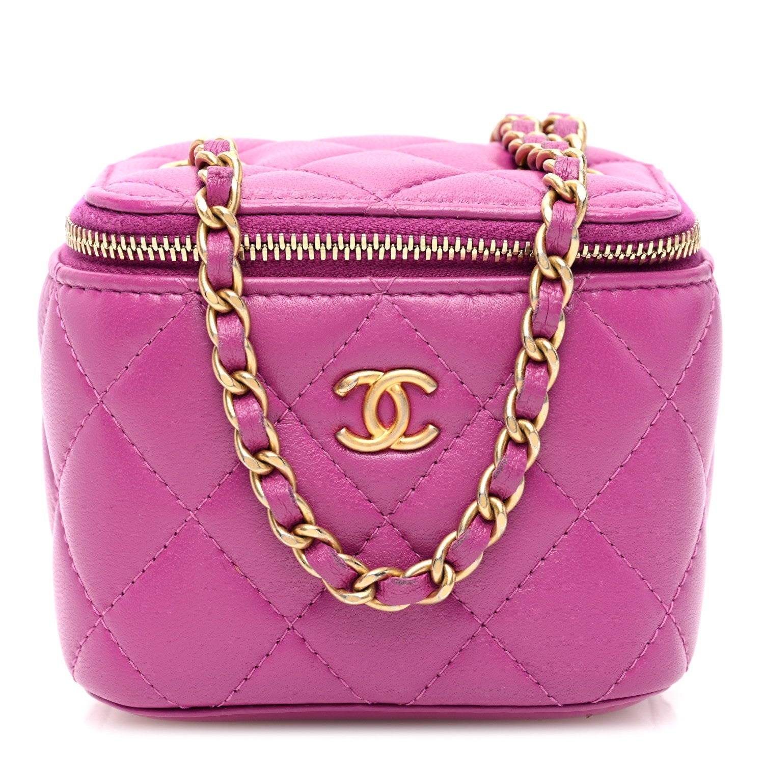 Chanel Lambskin Quilted Pearl Crush Mini Vanity Case With Chain  Purple 1 of 10