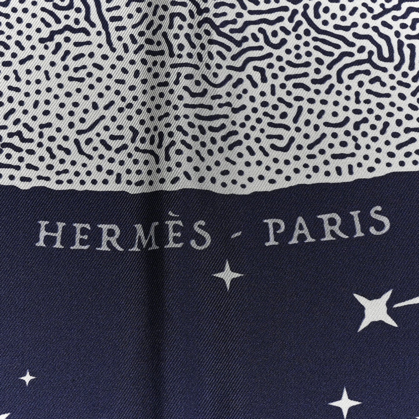 Silk Clair De Lune Double Face Scarf 90 Marine White Beige