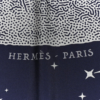Hermes Silk Clair De Lune Double Face Scarf 90 Marine White Beige 3 of 6