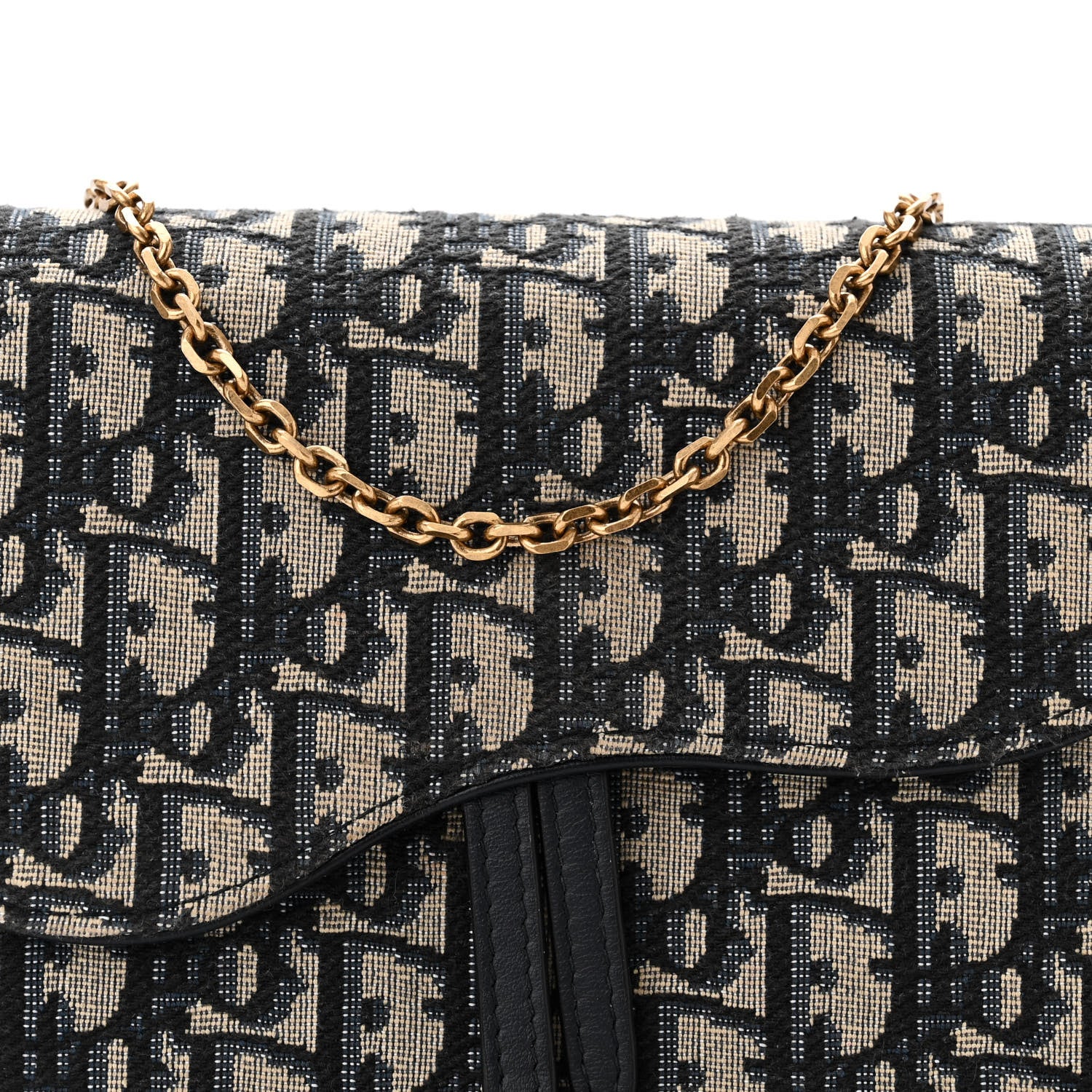 Christian Dior Oblique Saddle Chain Pouch Blue 8 of 11