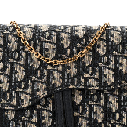 Christian Dior Oblique Saddle Chain Pouch Blue 8 of 11