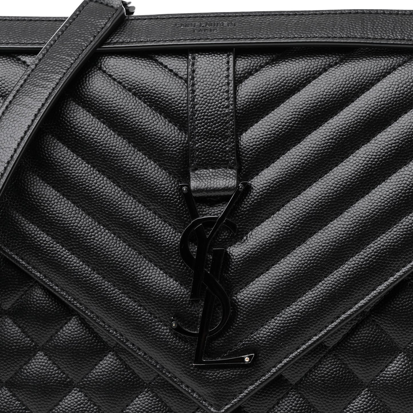 Grain De Poudre Textured Mixed Matelasse Triquilt Medium Monogram Monochrome Satchel Black