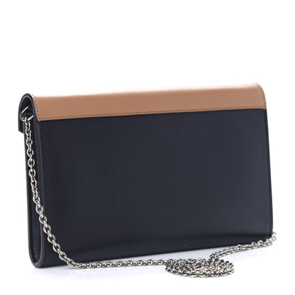Celine Shiny Calfskin Large Pocket Flap On Chain Black Blue Camel 3 of 9