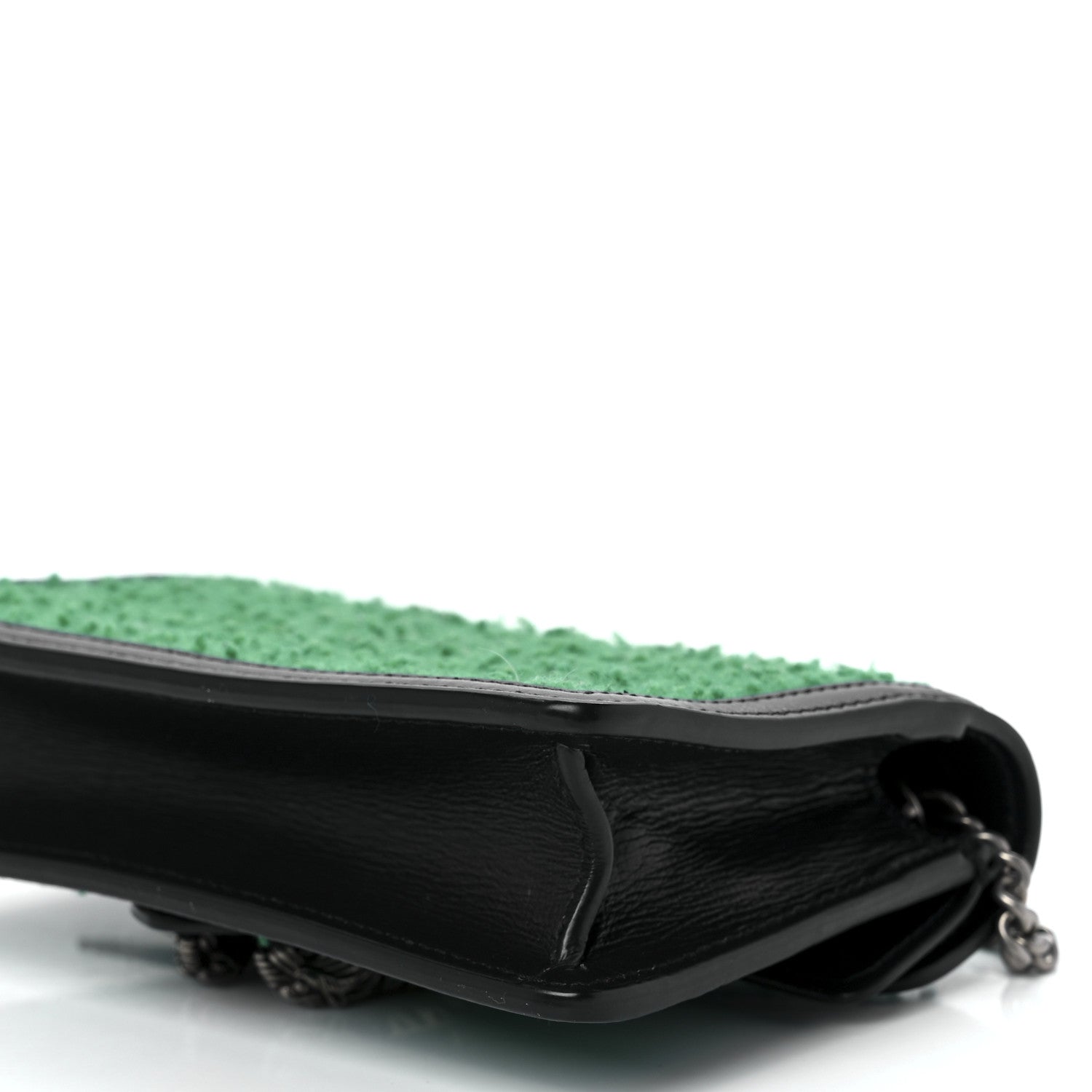 Gucci Casy Wool Azalea Calfskin Super Mini Dionysus Shoulder Bag Deep Emerald Black 10 of 10
