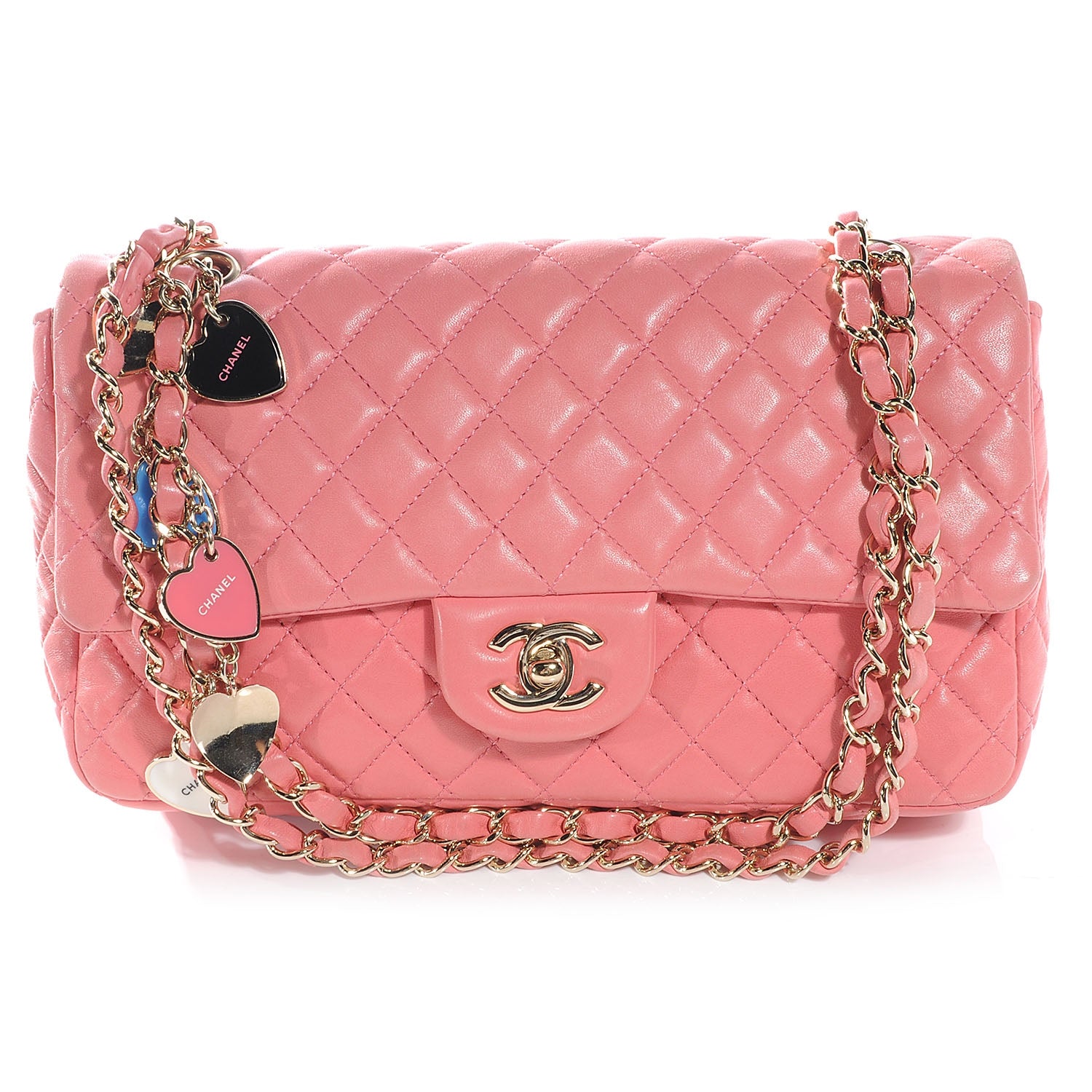 Chanel Lambskin Quilted Valentine Charms Medium Single Flap Pink 1 of 7