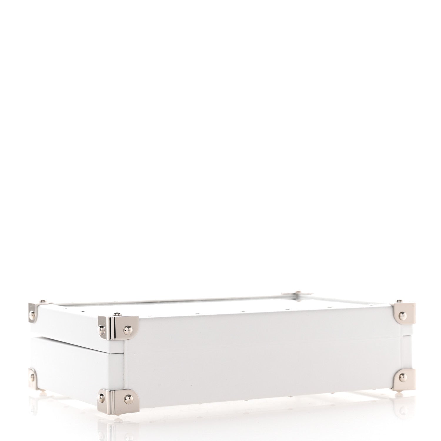 Louis Vuitton Calfskin Mirror Monogram Etched Jewelry Box Trunk White 4 of 12