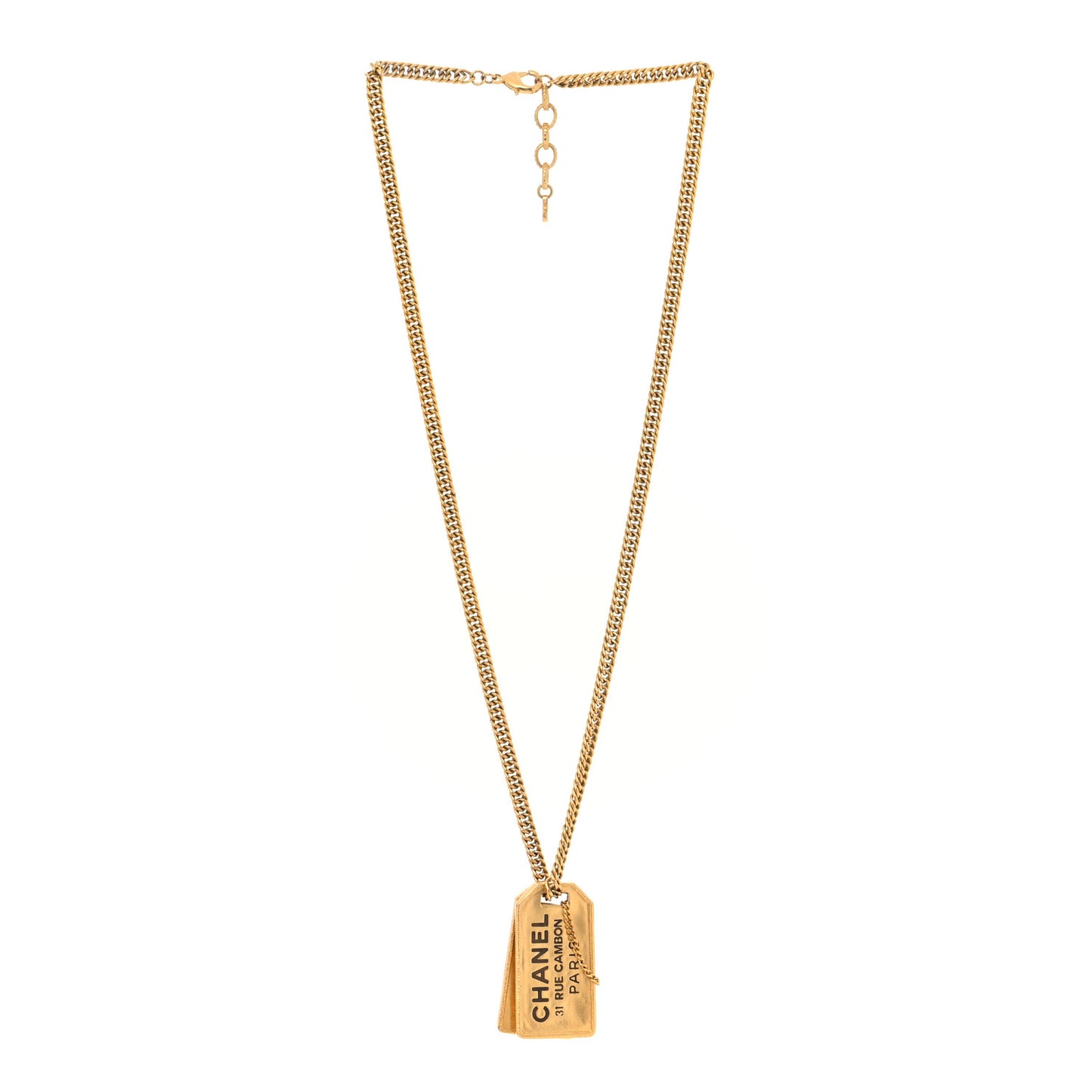 ID Dog Tag Charm Necklace Gold