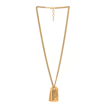 Chanel ID Dog Tag Charm Necklace Gold 2 of 8