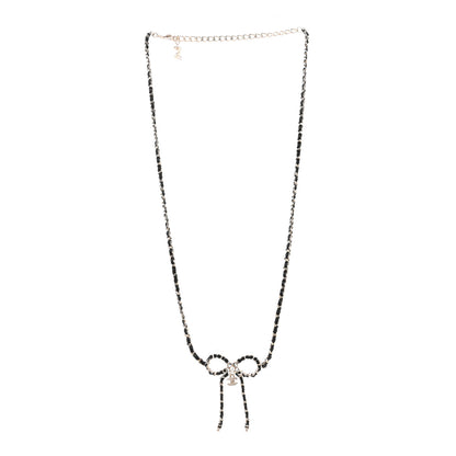 Chanel Metal Lambskin Crystal Pearl Bow Chain Belt Black Gold 3 of 5