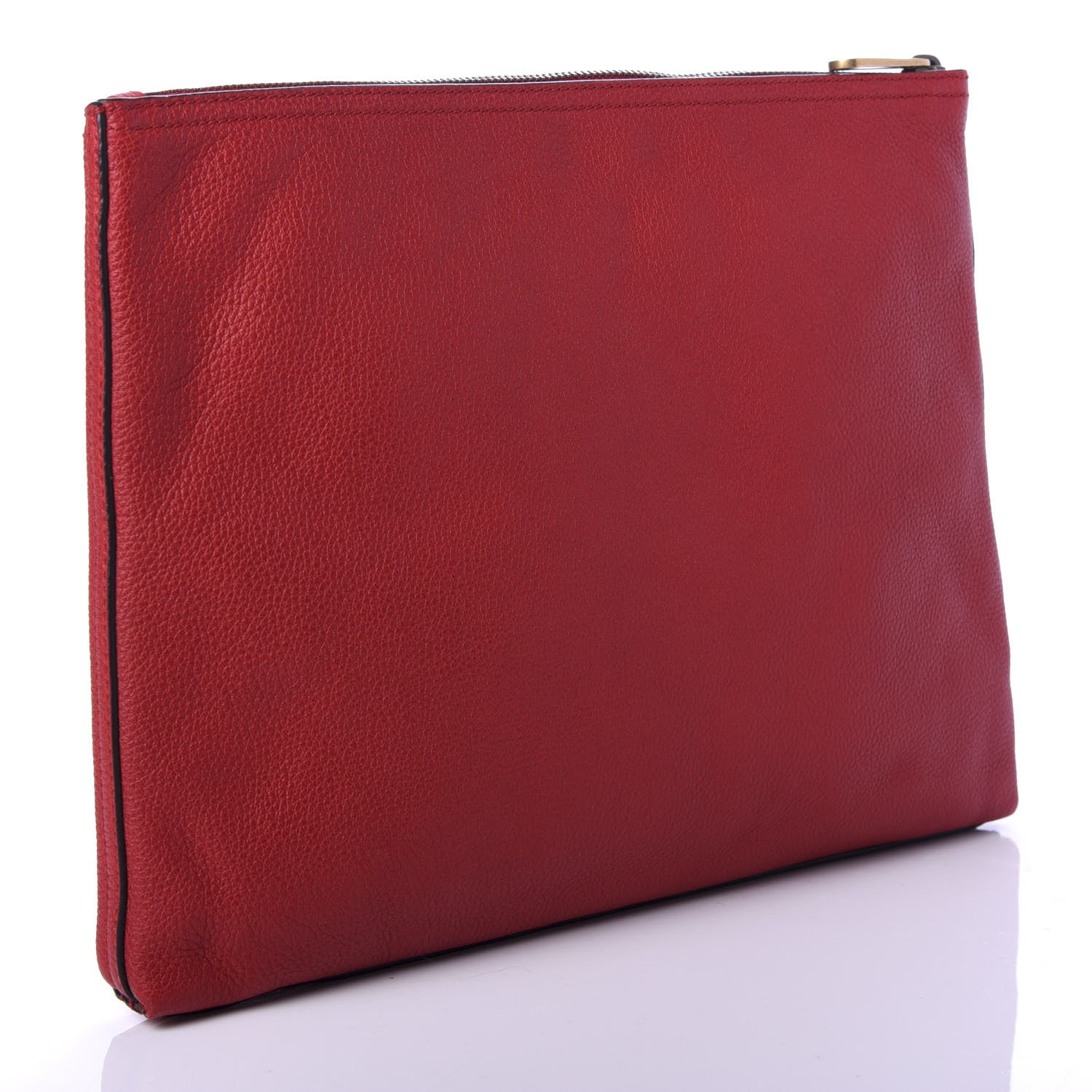 Gucci Pebbled Calfskin Medium Logo Portfolio Clutch Hibiscus Red 3 of 8