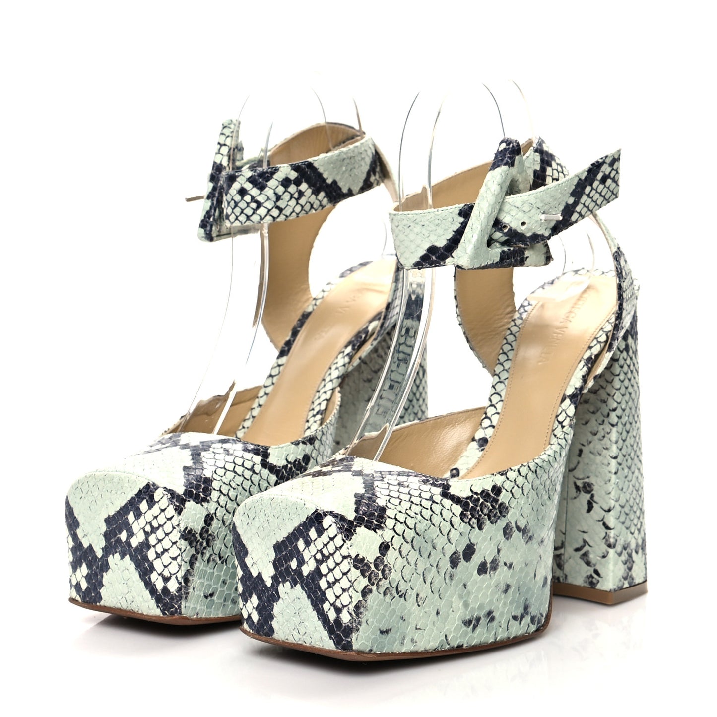 Faded Goatskin Python Printed Tower 40/140mm Platform Pumps 38 Dew Black