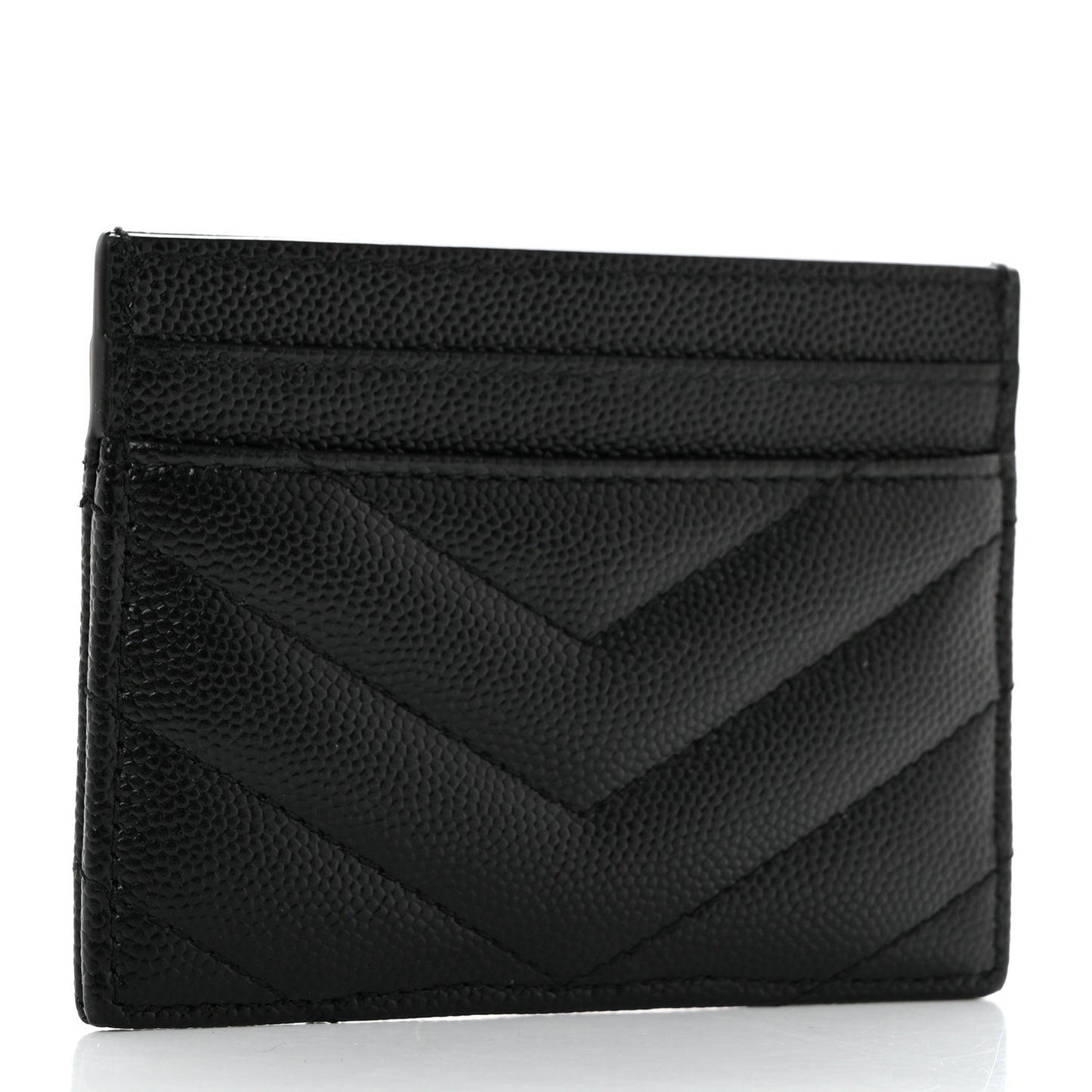 Grain De Poudre Matelasse Chevron Monogram Credit Card Case Black