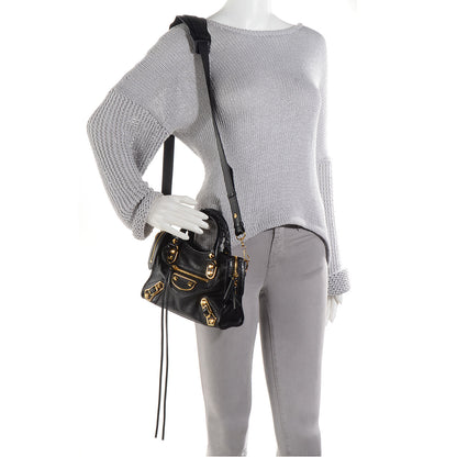 Balenciaga Chevre Gold Metallic Edge Hardware Mini City Black 2 of 11