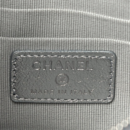 Chanel Gradient Metallic Calfskin Quilted Cosmetic Case Silver Blue Yellow Purple 6 of 11