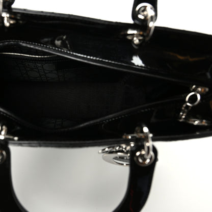 Christian Dior Patent Cannage Large Lady Dior Black 4 of 9