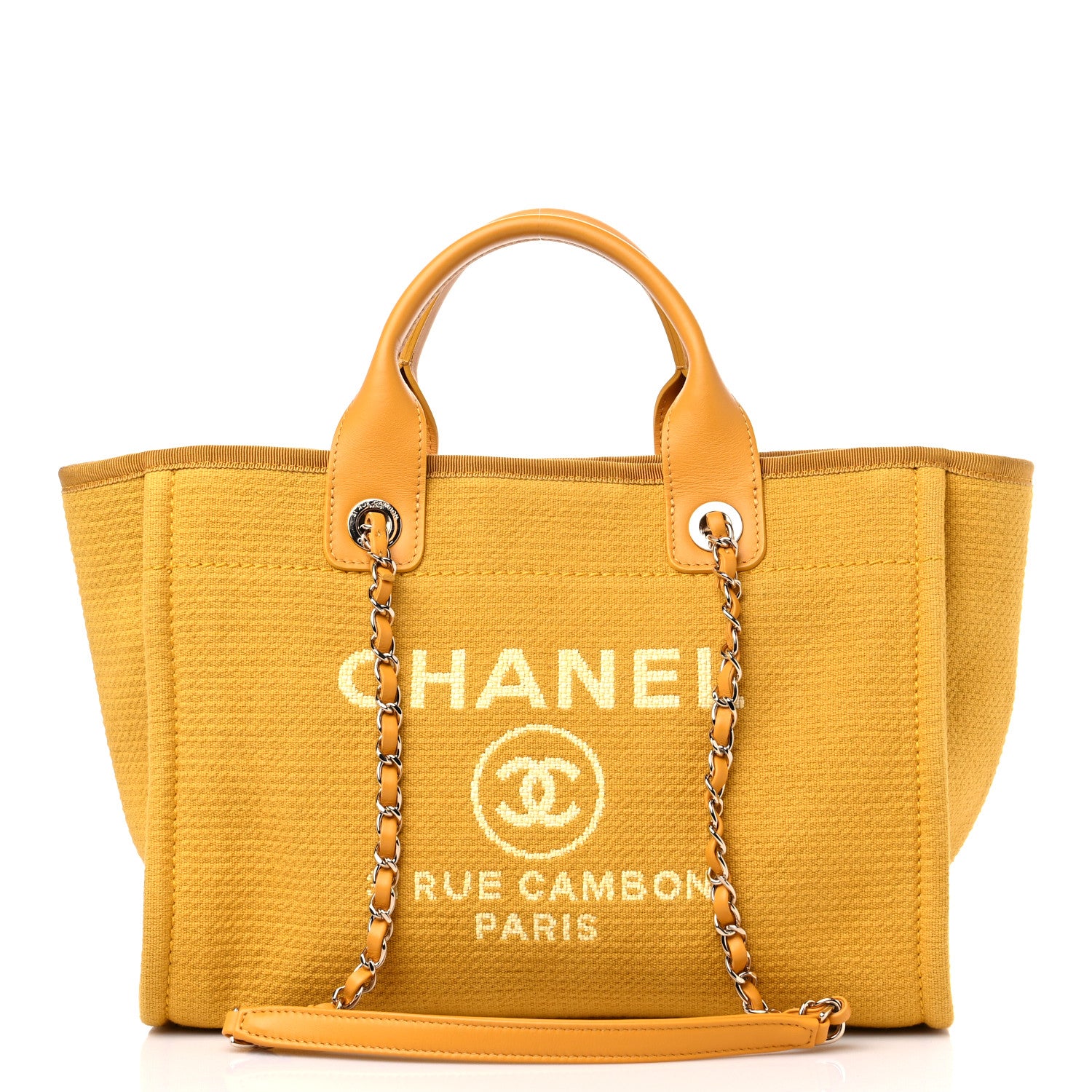 Chanel Mixed Fibers Small Deauville Tote Yellow 3 of 10