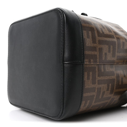 Fendi Glazed Fabric Vitello Grace F is Fendi FF 1974 Stamp Patch Grande Mon Tresor Bucket Bag Mogano Panna Black 10 of 10