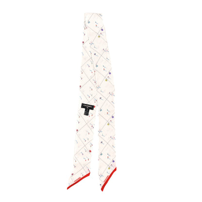 Chanel Silk Ski Print Slim Bandeau White Multicolor 2 of 4