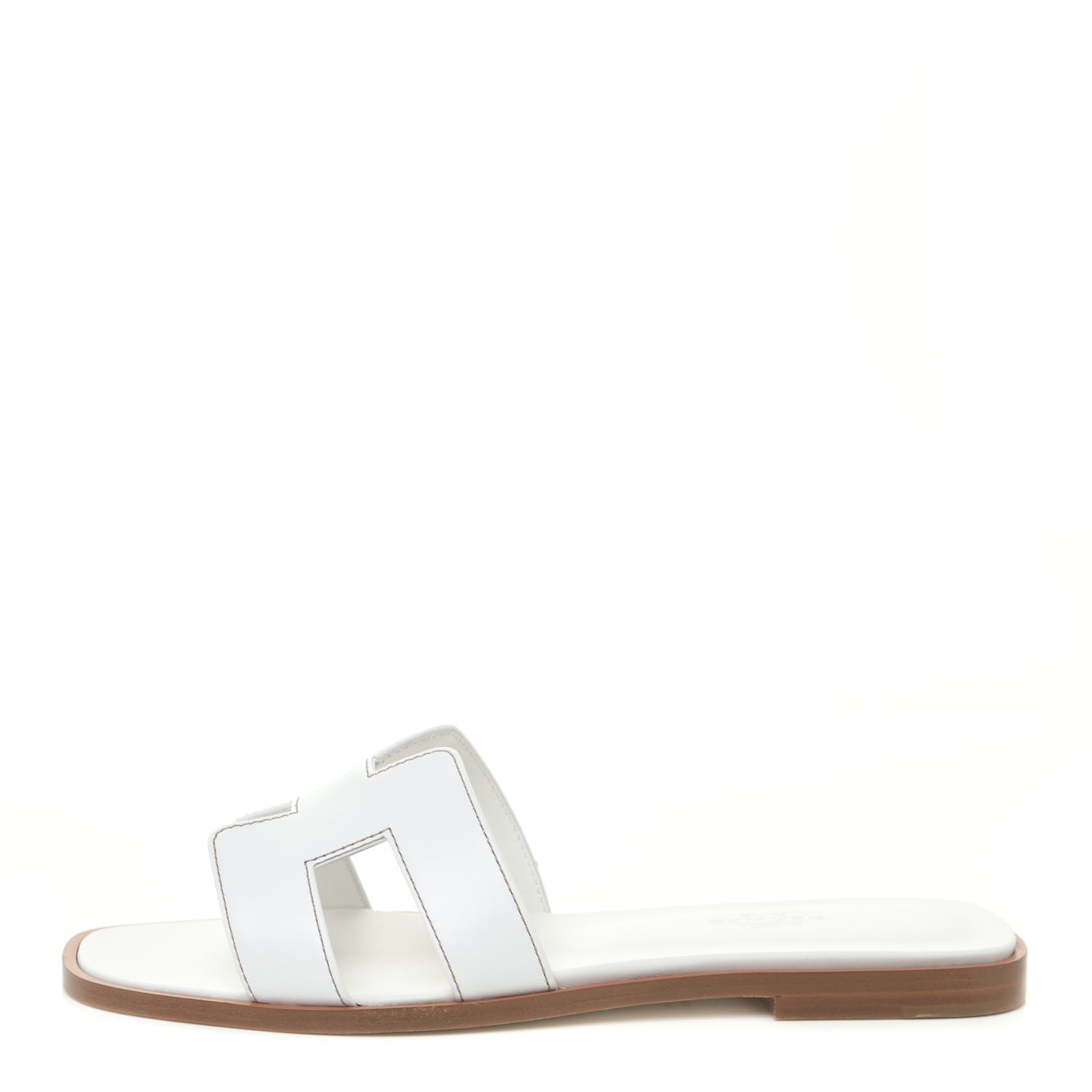Hermes Box Calfskin Oran Sandals 37 White 1 of 10