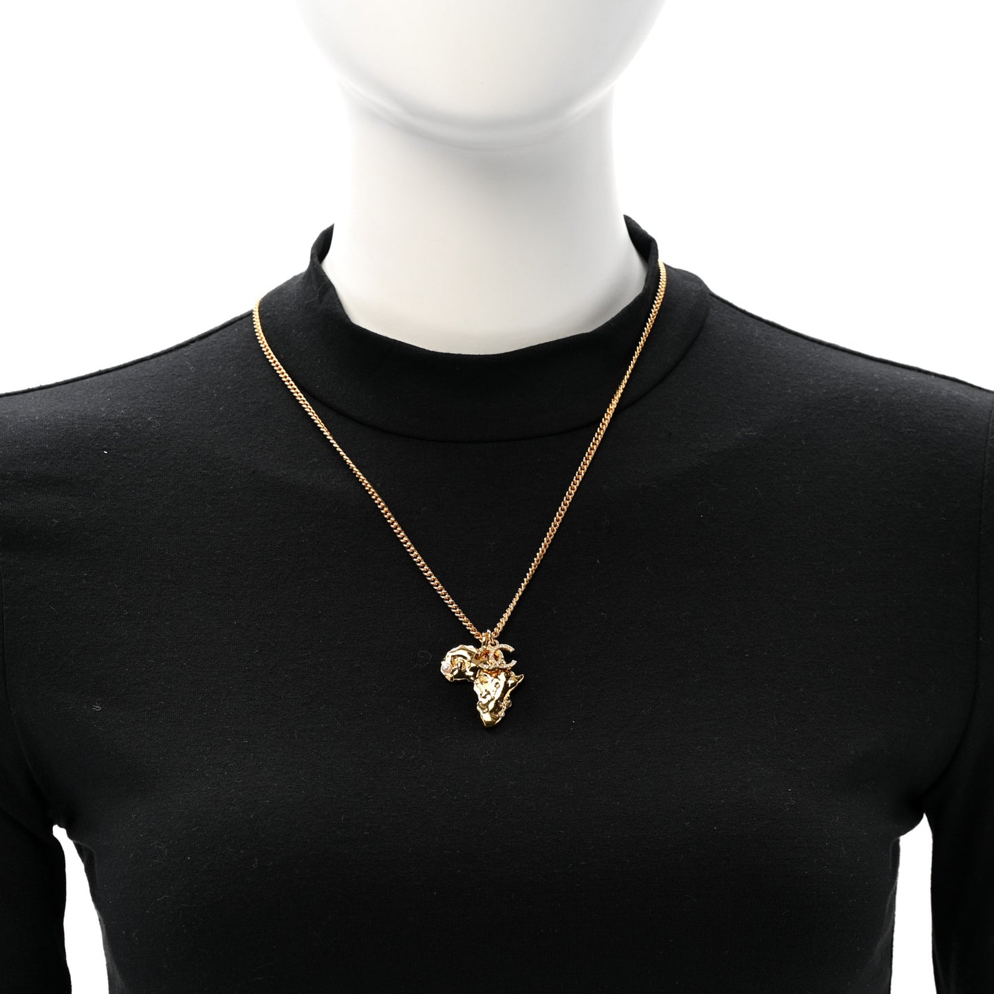 Crystal Pearl CC Africa Pendant Necklace Gold White