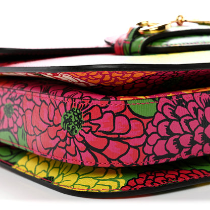 Gucci X KEN SCOTT New Shangai Calfskin Pomponica Print Horsebit 1955 Shoulder Bag Multicolor Fuxia Pompon 9 of 10