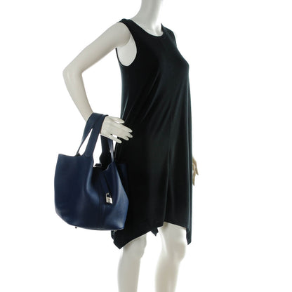 Hermes Taurillon Clemence Picotin Lock 26 GM Bleu Nuit 2 of 9