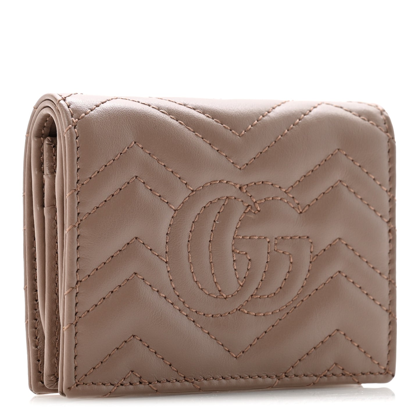 Calfskin Matelasse GG Marmont Card Case Wallet Porcelain Rose Porcelain Rose