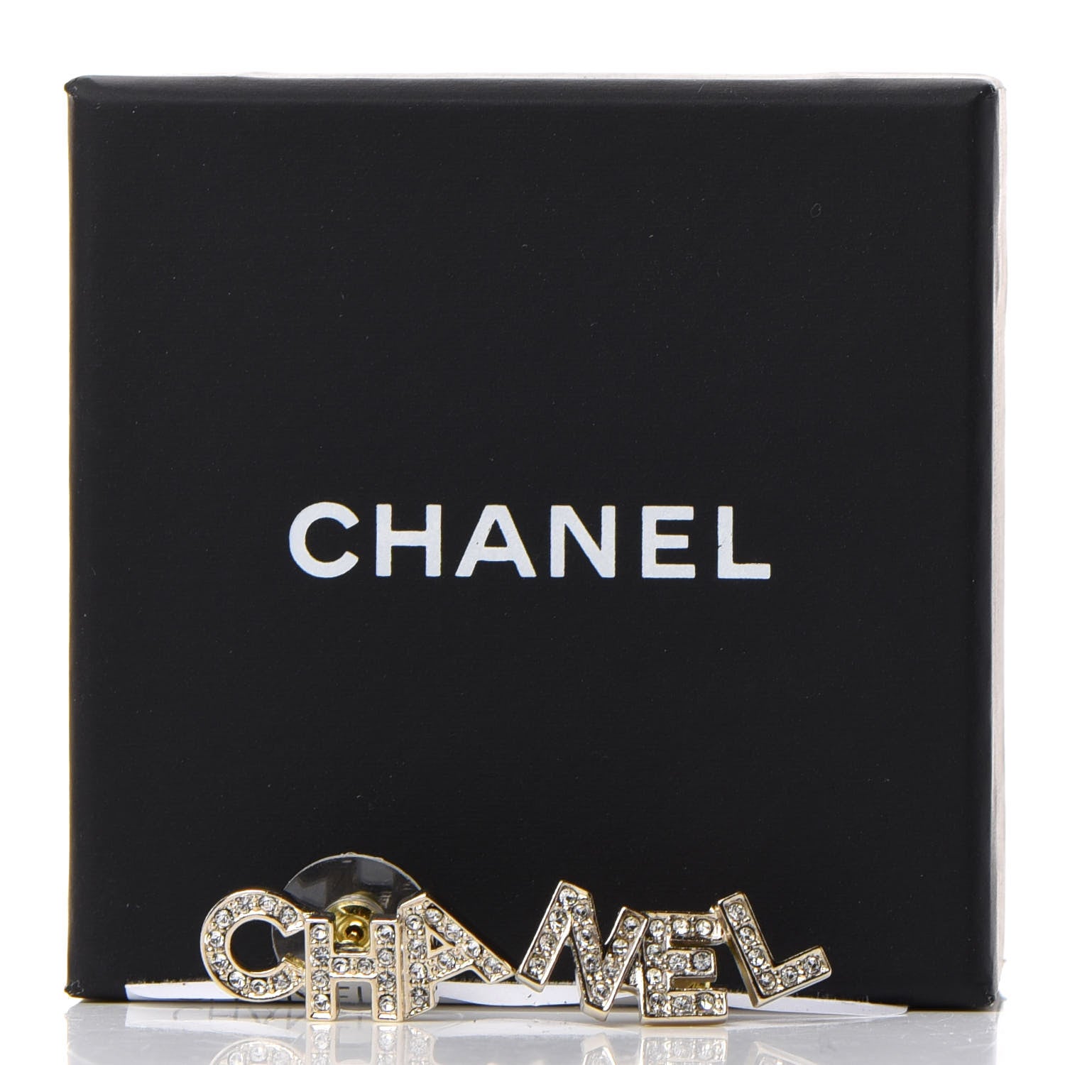 Chanel Crystal Pearl Signature Stud Earrings Gold 5 of 5