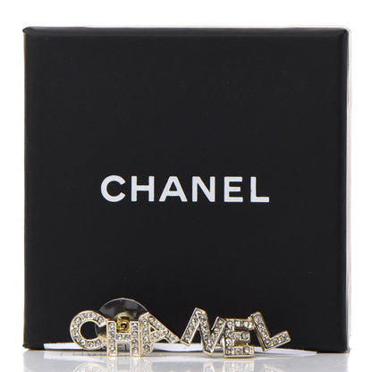 Chanel Crystal Pearl Signature Stud Earrings Gold 5 of 5