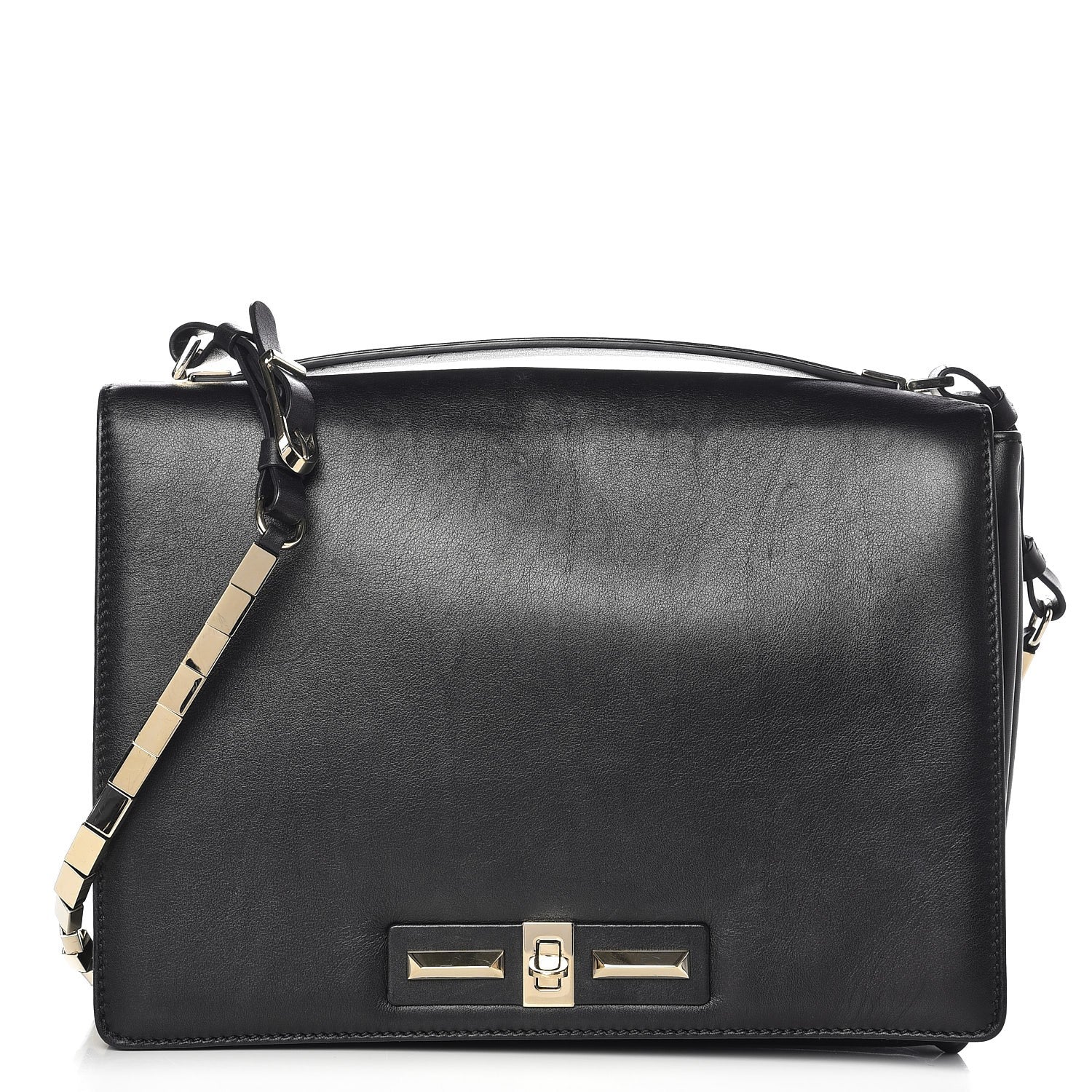 Valentino Garavani Vitello Rockstud Turnlock Metal Chain Shoulder Bag Black 1 of 7
