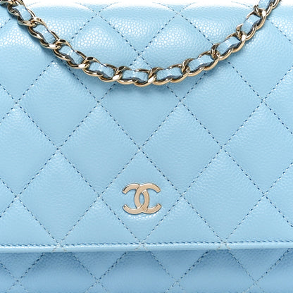 Chanel Caviar Quilted Wallet on Chain WOC Light Blue 9 of 13